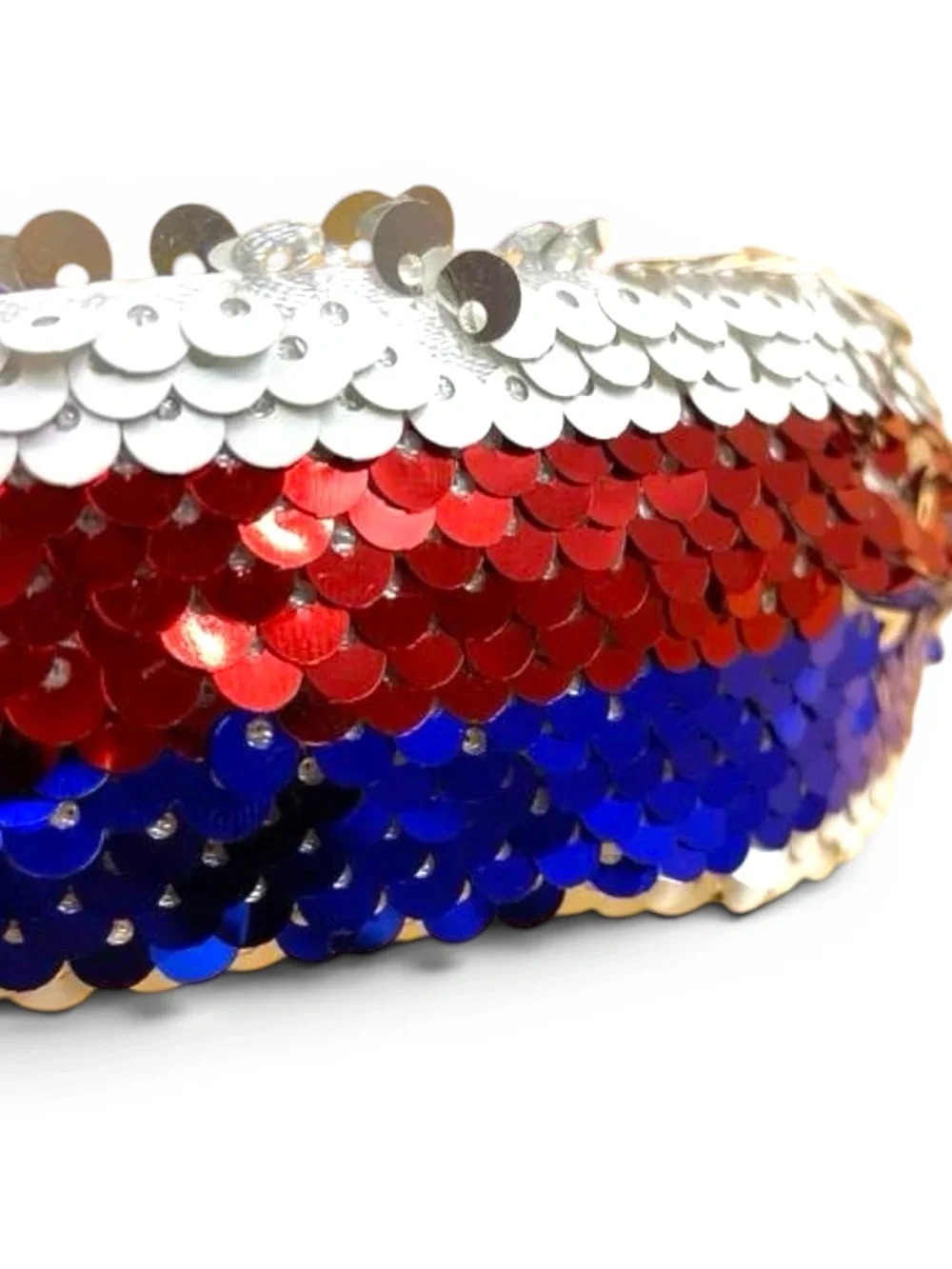 NWOT Patriotic Red White Blue Sequin Top Knot Headband